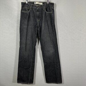 GAP Jeans Mens 33 X 34 Straight Fit Black Cotton Pockets Logo
